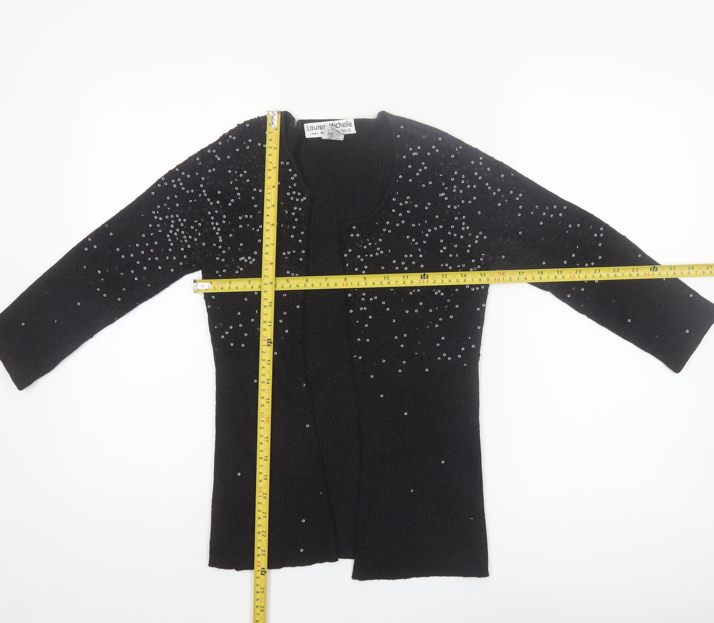 Lauren Michelle Women's Black Sequin Knit Cardigan M