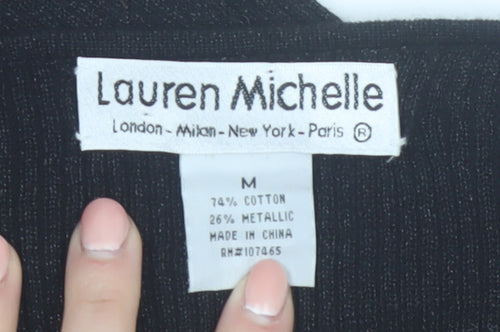 Lauren Michelle Women's Black Sequin Knit Cardigan M