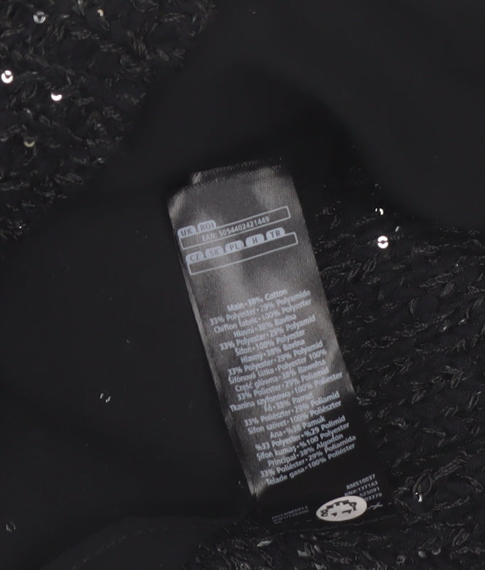 F&F Women’s Black Sequin Knit V-Neck Pullover Jumper Size 16