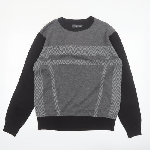 Vroom & Dreesmann Men's Grey Pullover Jumper Size L Knit Polyester