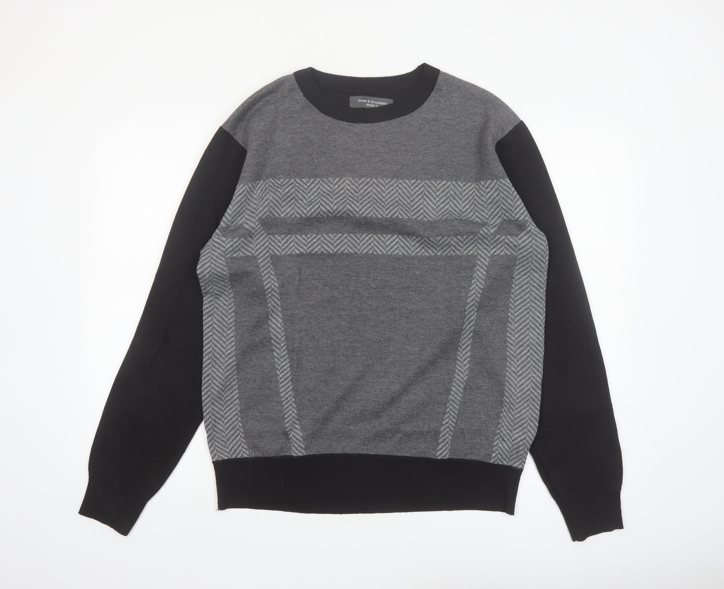 Vroom & Dreesmann Men's Grey Pullover Jumper Size L Knit Polyester