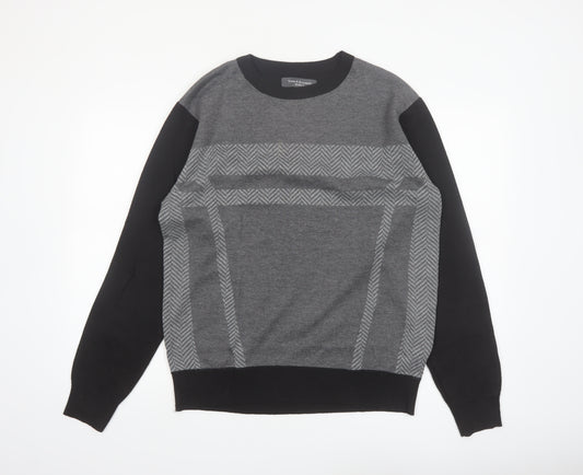 Vroom & Dreesmann Men's Grey Pullover Jumper Size L Knit Polyester