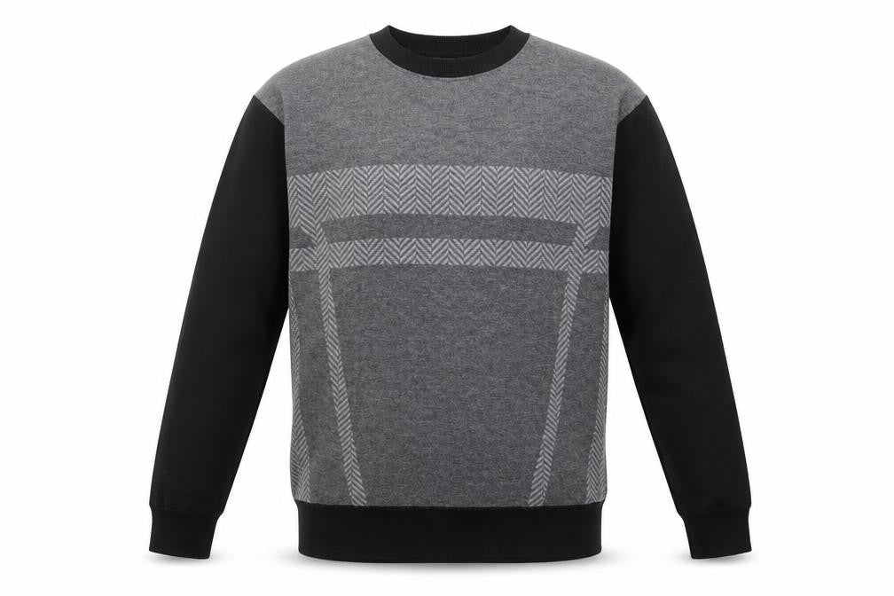 Front view of Vroom & Dreesmann Men's Grey jumper, size L, Knit Polyester