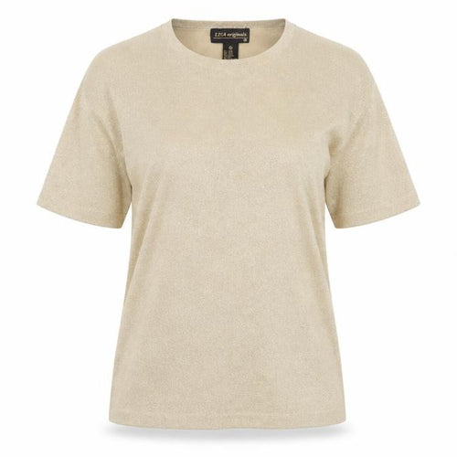 LISA Originals Womens Gold Metallic Knit Short Sleeve T-Shirt M