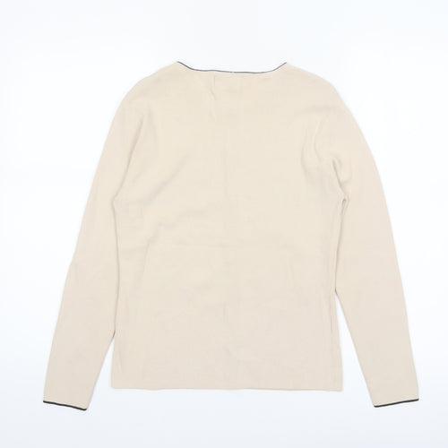 Finity Petite Womens Beige Knit Button Cardigan L