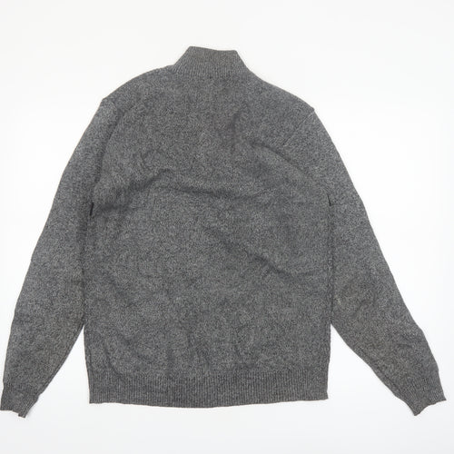 MUST Men's Grey 1/4 Zip Knit Jumper L/XL Classic Casual Pullover