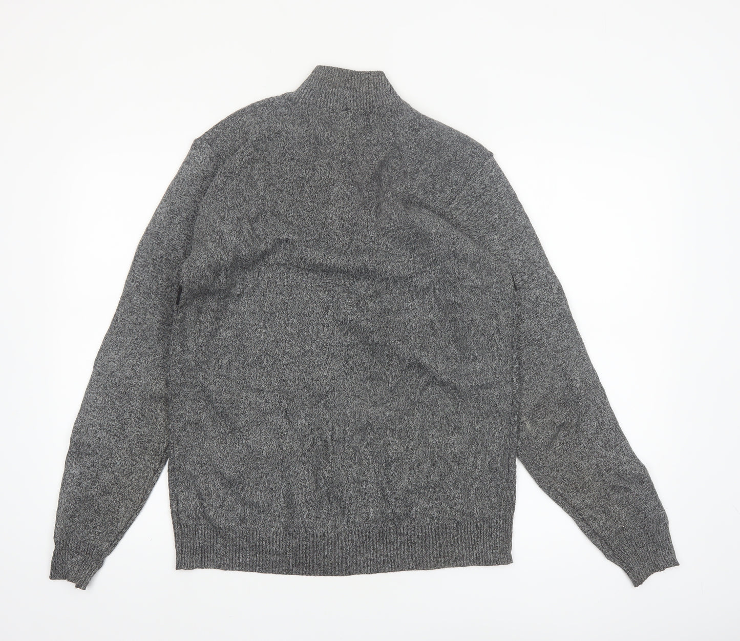 MUST Men's Grey 1/4 Zip Knit Jumper L/XL Classic Casual Pullover
