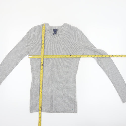 Basic Editions Womens Grey V-Neck Knit Pullover Jumper Size L