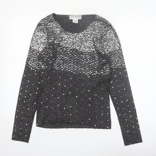 Lauren Michelle Women's Black L Sequin Knit Pullover Jumper
