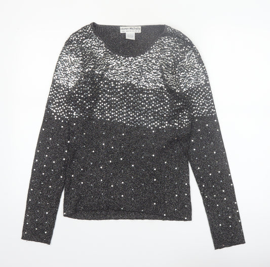 Lauren Michelle Women's Black L Sequin Knit Pullover Jumper