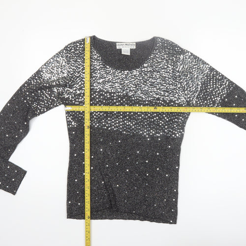 Lauren Michelle Women's Black L Sequin Knit Pullover Jumper
