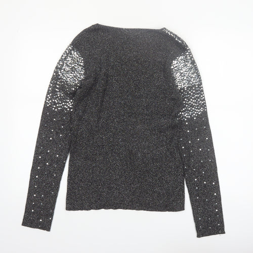 Lauren Michelle Women's Black L Sequin Knit Pullover Jumper