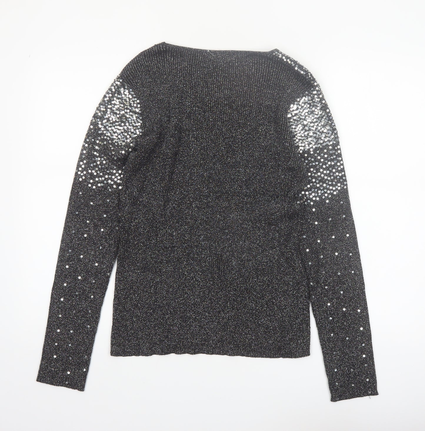 Lauren Michelle Women's Black L Sequin Knit Pullover Jumper