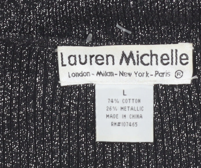 Lauren Michelle Women's Black L Sequin Knit Pullover Jumper