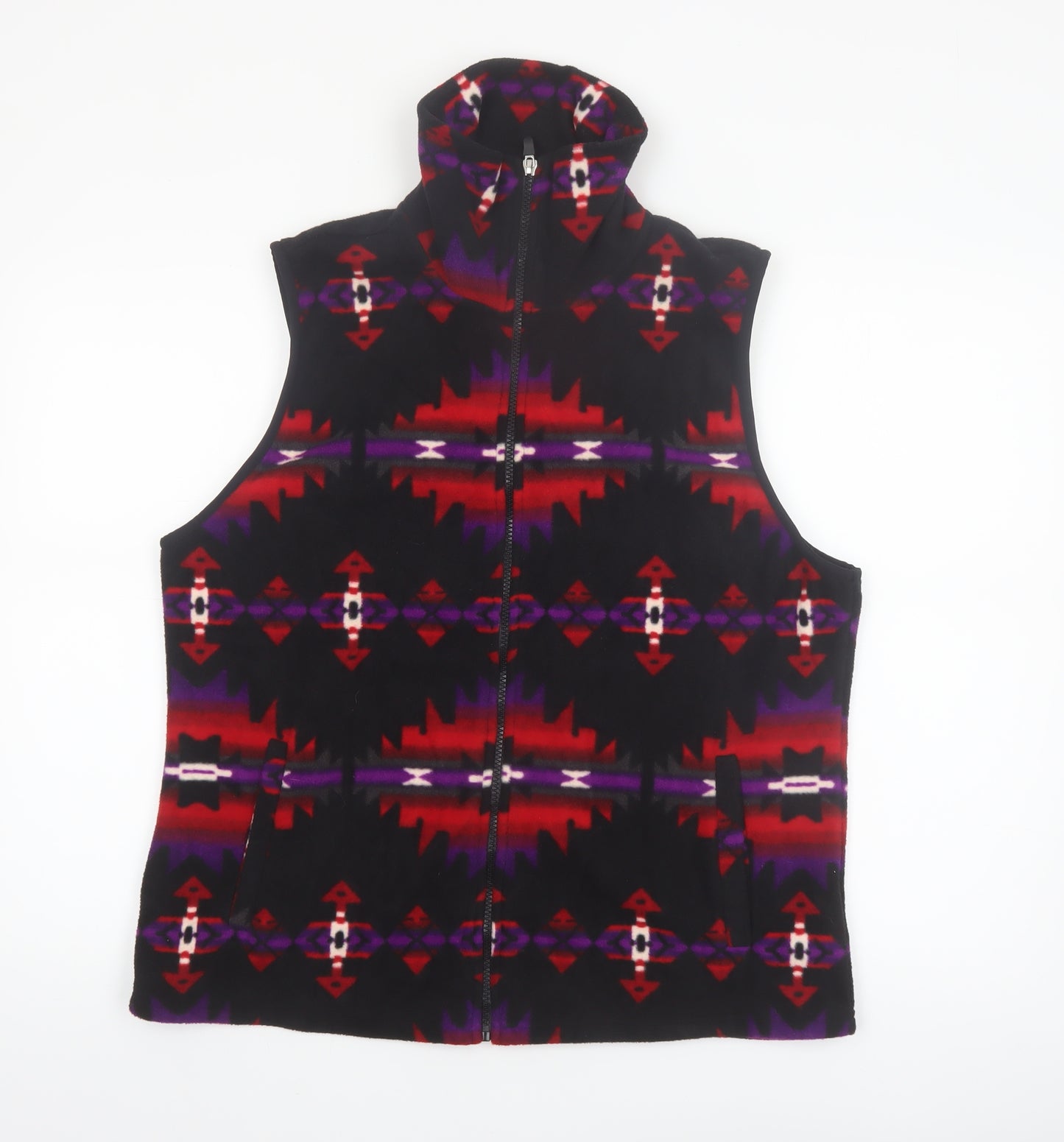 Chaps Womens Multicoloured Fleece Zip Waistcoat XL Aztec Pattern