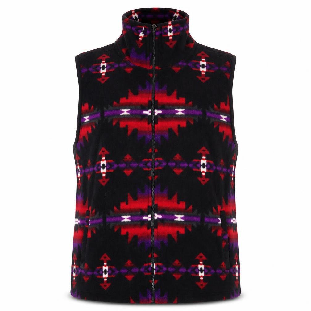 Front view of Chaps women’s multicoloured fleece zip waistcoat xl aztec pattern