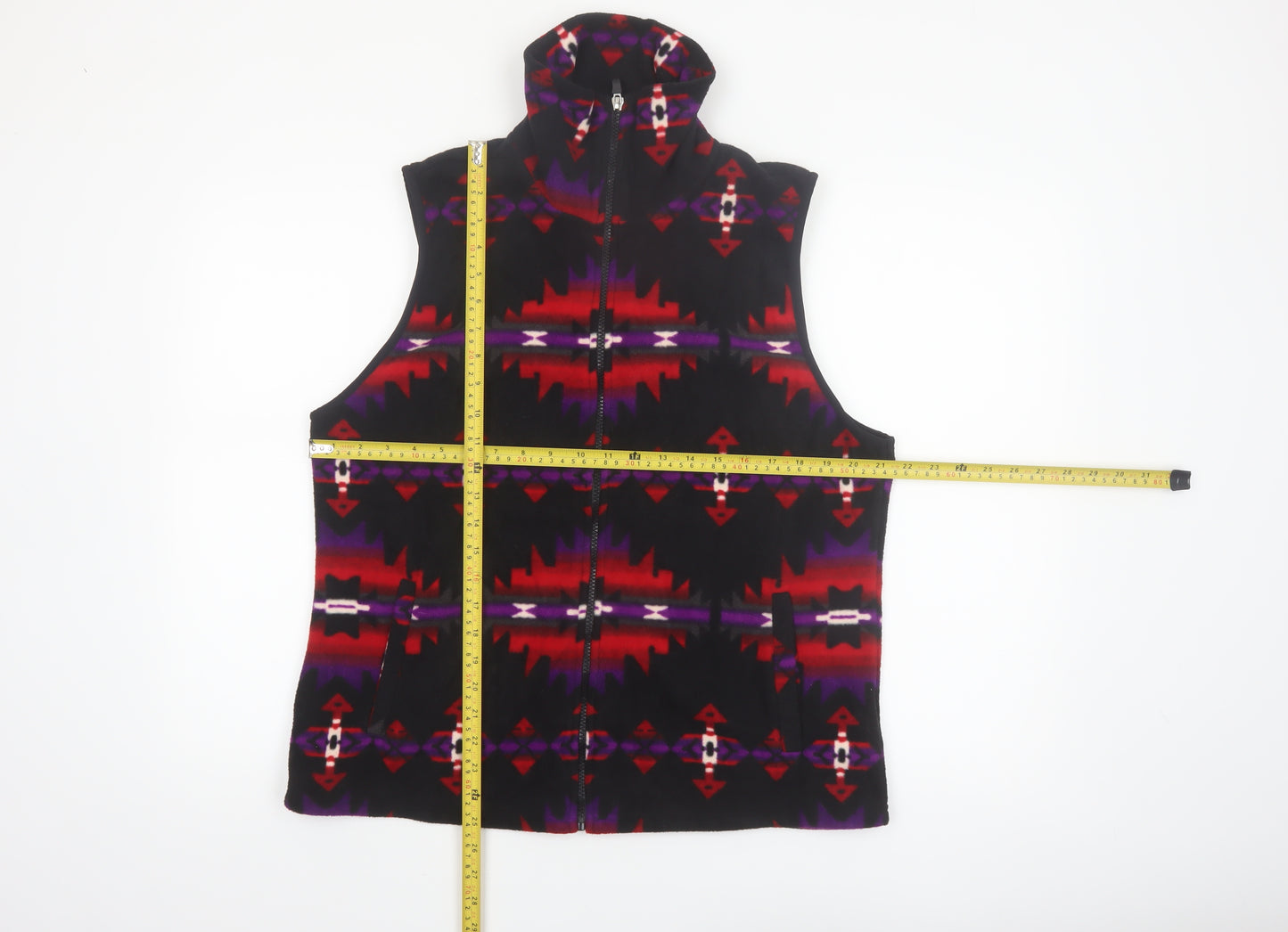 Chaps Womens Multicoloured Fleece Zip Waistcoat XL Aztec Pattern