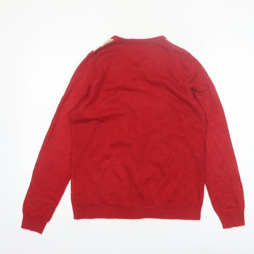 Croft & Barrow Women Red Argyle Knit Cardigan Size S