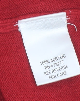 Croft & Barrow Women Red Argyle Knit Cardigan Size S