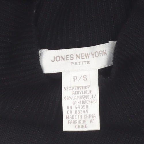 Jones New York Women Black Petite P/S High Neck Jumper with Beaded Accents