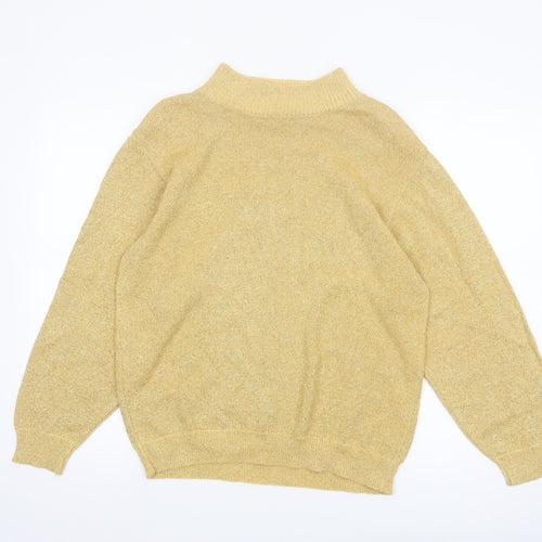 Alfred Dunner Womens Beige Metallic Pullover Jumper Size M