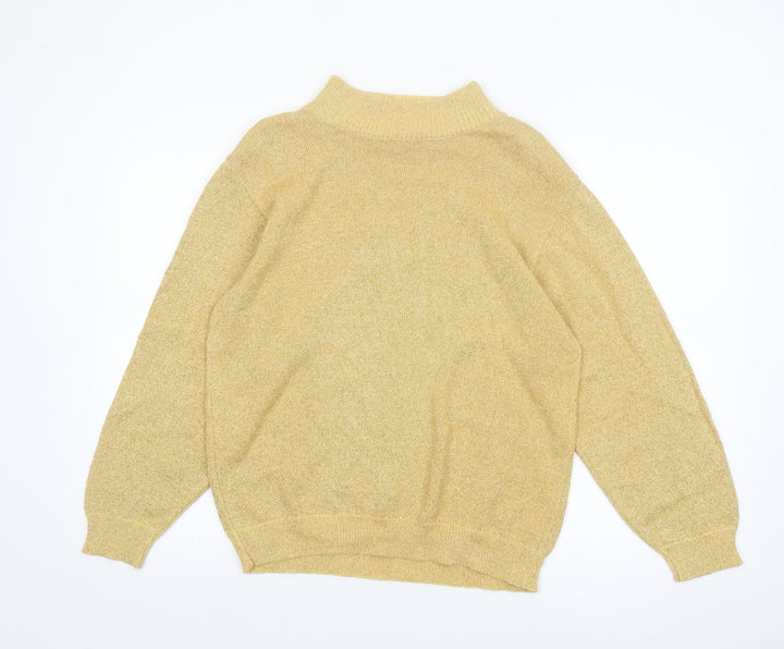 Alfred Dunner Womens Beige Metallic Pullover Jumper Size M