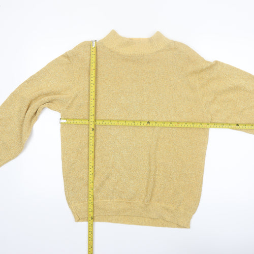 Alfred Dunner Womens Beige Metallic Pullover Jumper Size M