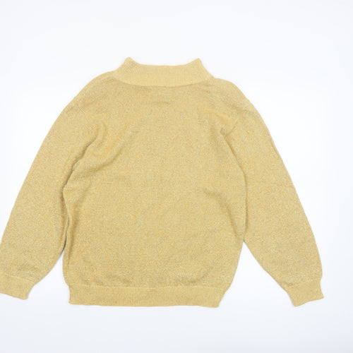 Alfred Dunner Womens Beige Metallic Pullover Jumper Size M