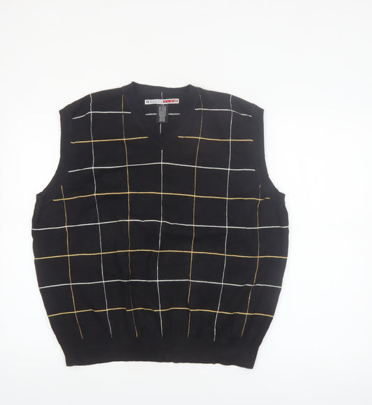 Grand Slam Men's Black Check Knit Cotton Nylon Sleeveless Vest L
