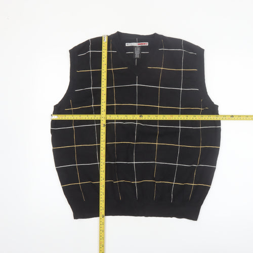 Grand Slam Men's Black Check Knit Cotton Nylon Sleeveless Vest L
