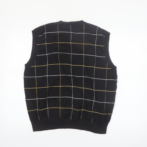 Grand Slam Men's Black Check Knit Cotton Nylon Sleeveless Vest L