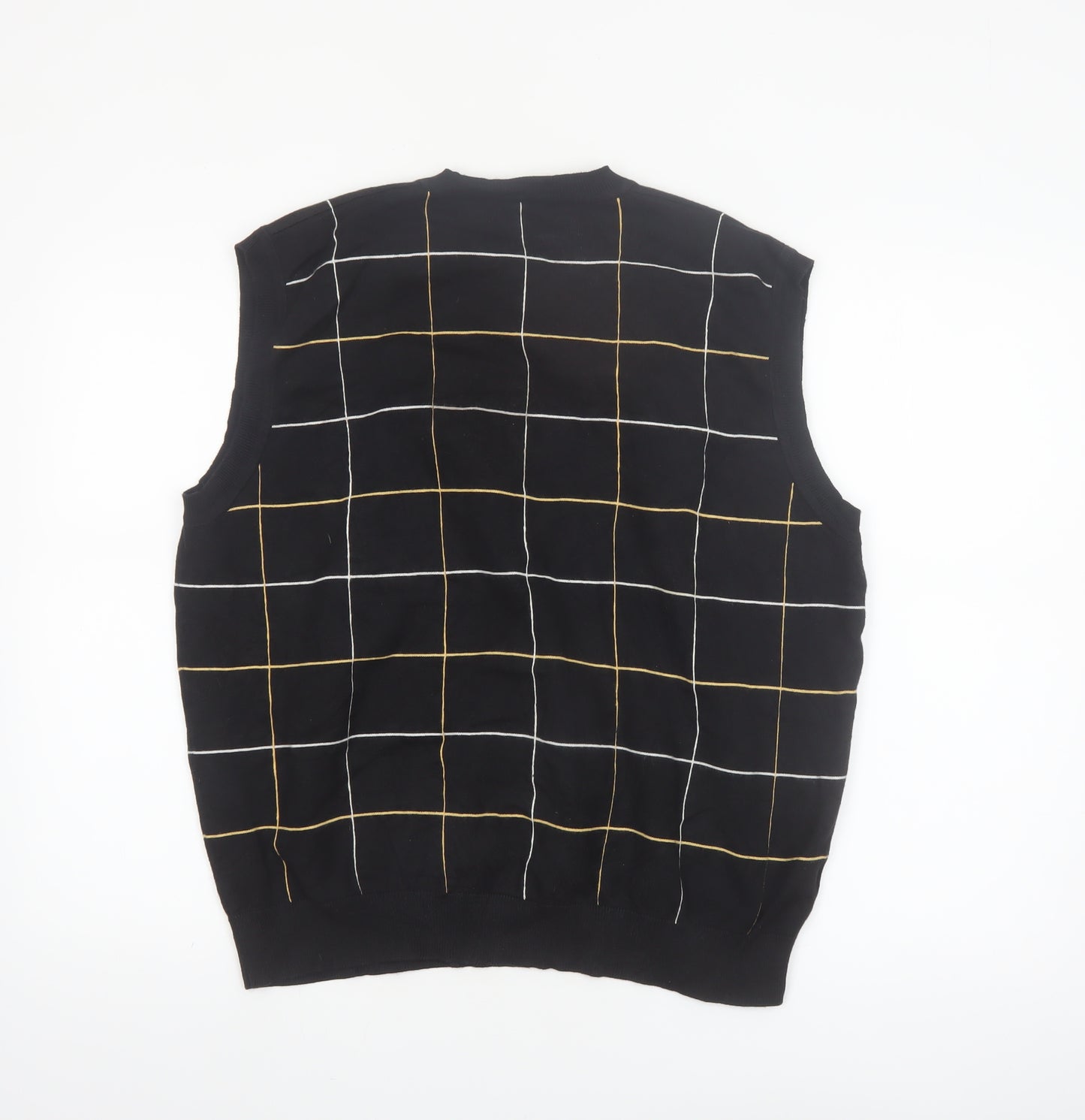 Grand Slam Men's Black Check Knit Cotton Nylon Sleeveless Vest L