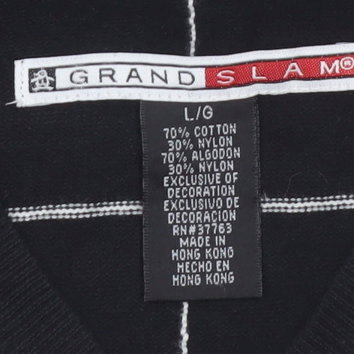 Grand Slam Men's Black Check Knit Cotton Nylon Sleeveless Vest L