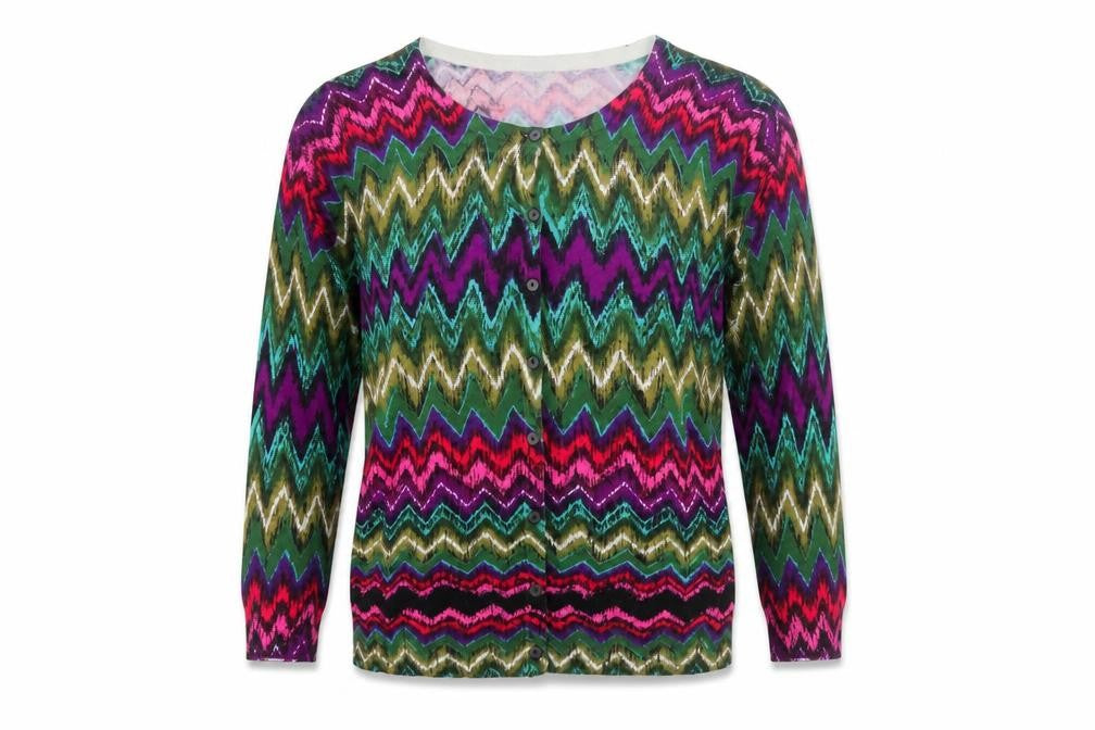 Front view of Joseph A. Women’s Multicoloured M Geometric Knit Cardigan