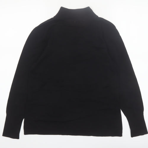 BETA'S CHOICE Women's Black Mock Neck Rhinestone Bird Jumper M