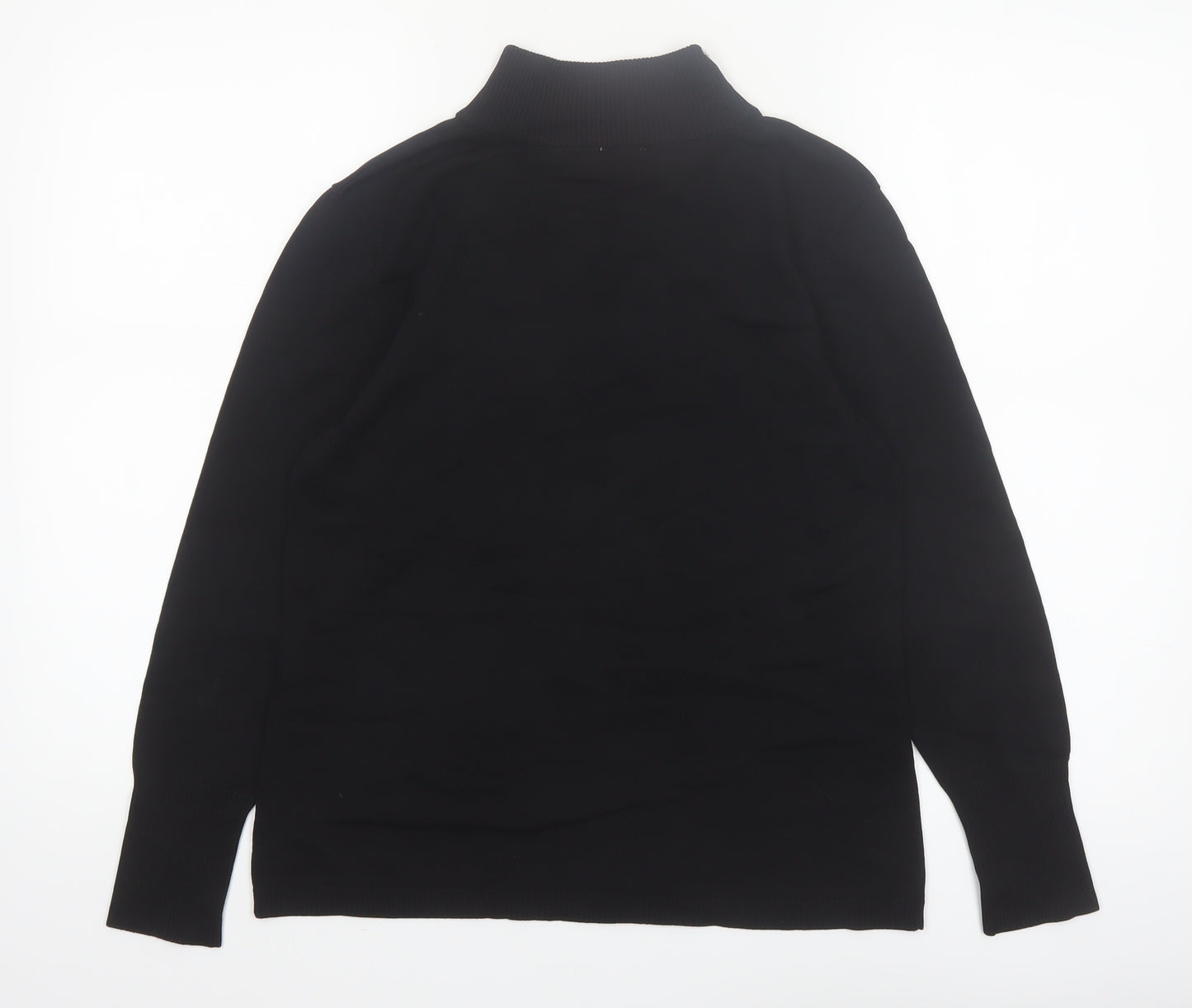 BETA'S CHOICE Women's Black Mock Neck Rhinestone Bird Jumper M