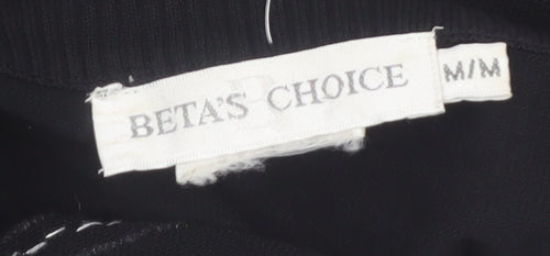 BETA'S CHOICE Women's Black Mock Neck Rhinestone Bird Jumper M