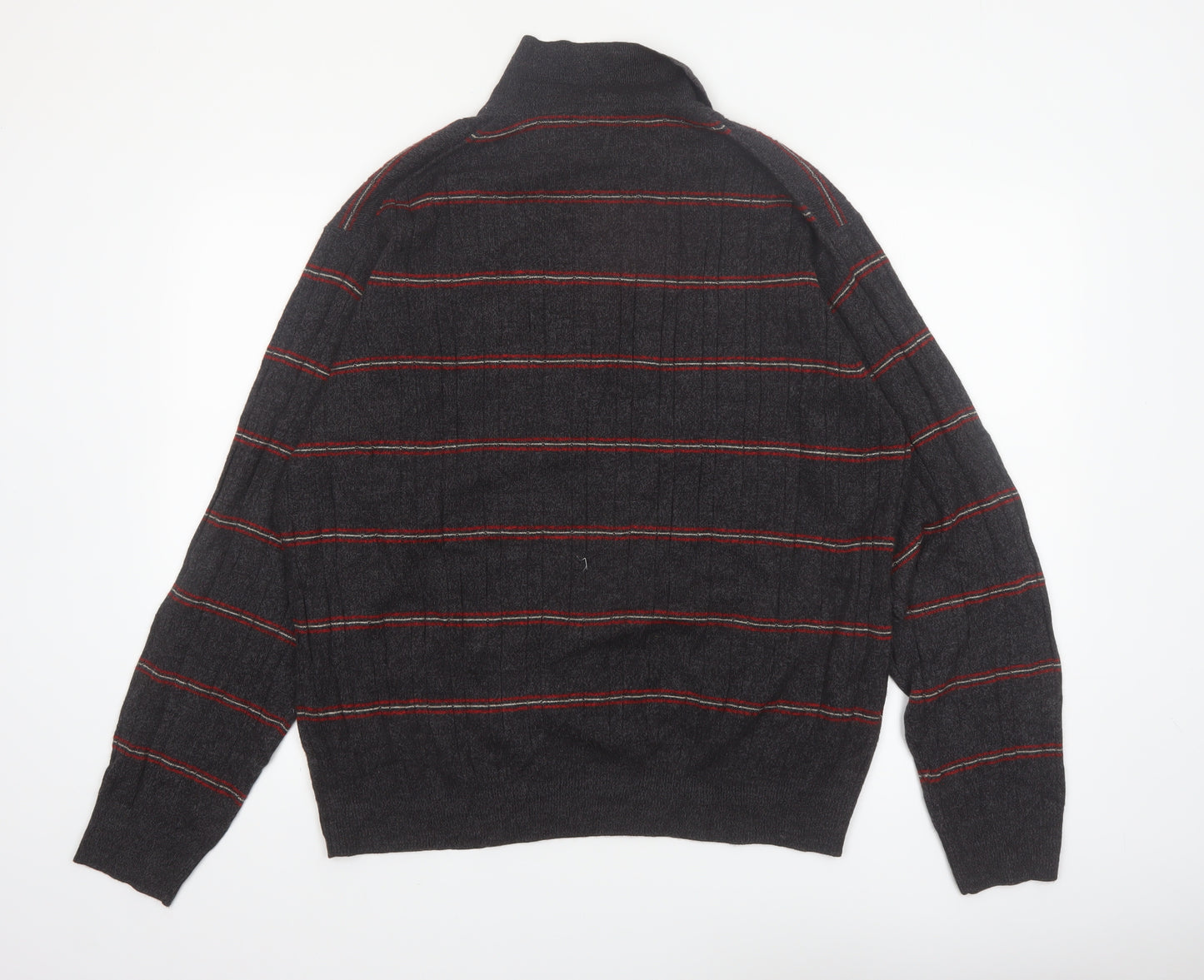 Dockers Men’s Grey Striped Collared Henley Jumper XL