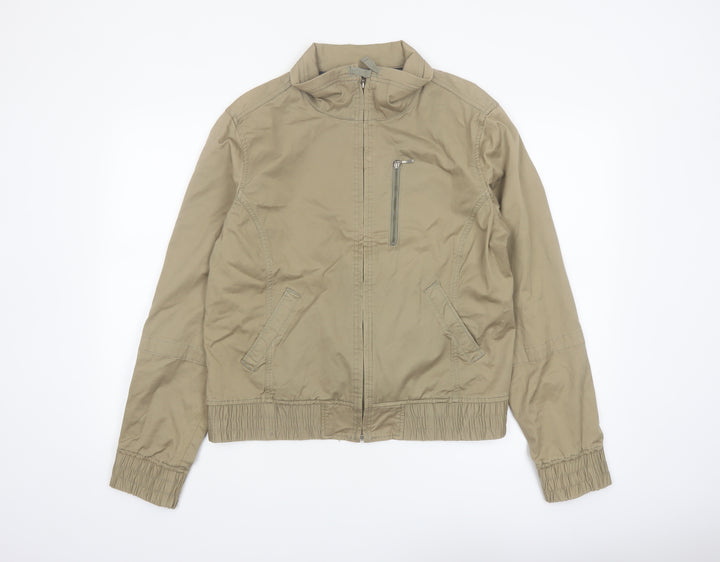 Columbia Mens Beige Cotton Twill Bomber Jacket L Regular Fit
