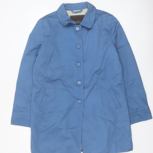 Coach Womens Blue Cotton Mid-Length Trench Coat L