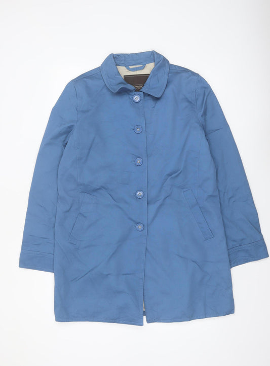Coach Womens Blue Cotton Mid-Length Trench Coat L
