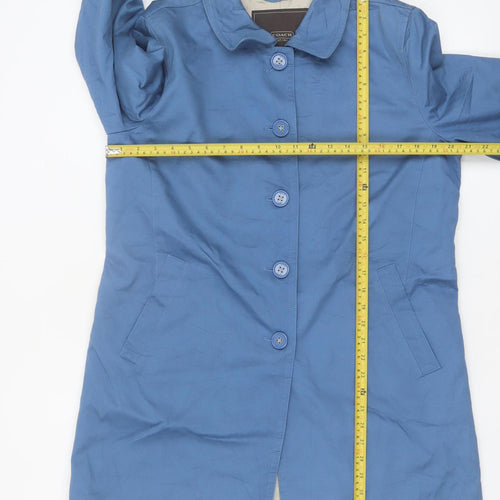 Coach Womens Blue Cotton Mid-Length Trench Coat L