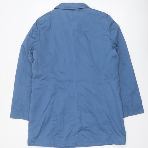 Coach Womens Blue Cotton Mid-Length Trench Coat L