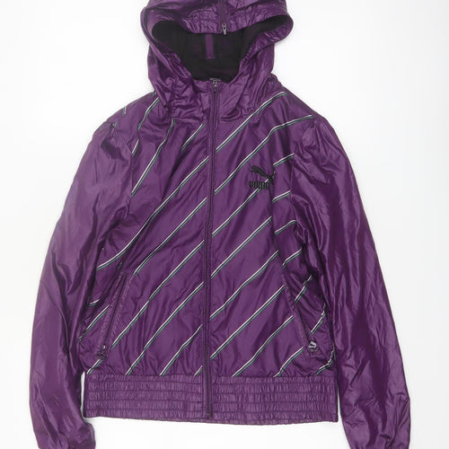 Puma Women's Purple Hooded Windbreaker Jacket Size 12