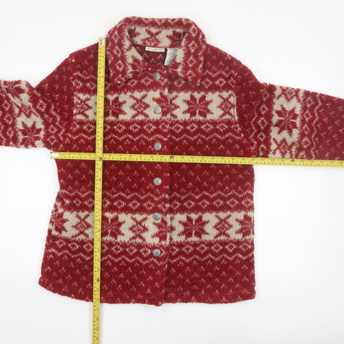 White Stag Women's Red Fair Isle Knit Button Jacket Size M