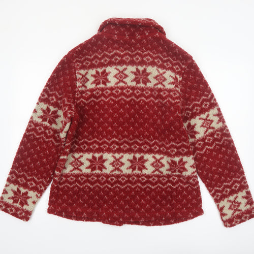 White Stag Women's Red Fair Isle Knit Button Jacket Size M