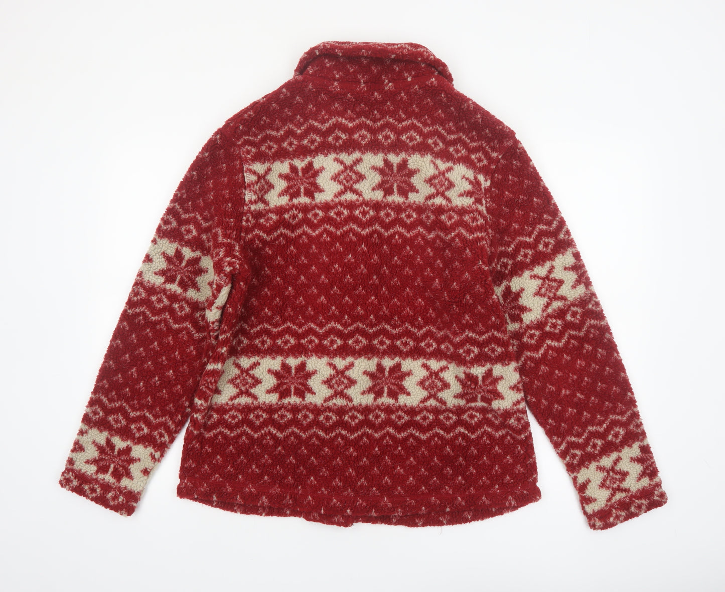 White Stag Women's Red Fair Isle Knit Button Jacket Size M
