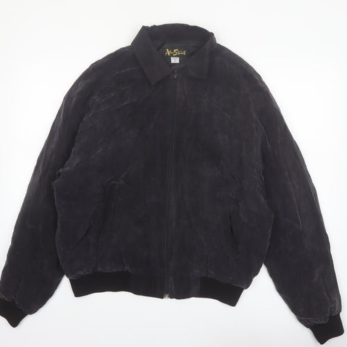 Alan Stuart Womens Black Suede Bomber Jacket L Vintage Classic Style