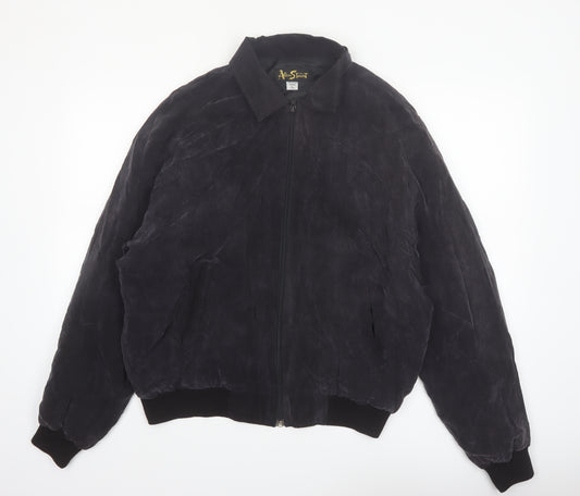 Alan Stuart Womens Black Suede Bomber Jacket L Vintage Classic Style