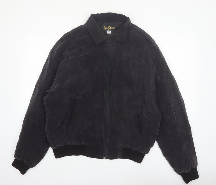 Alan Stuart Womens Black Suede Bomber Jacket L Vintage Classic Style